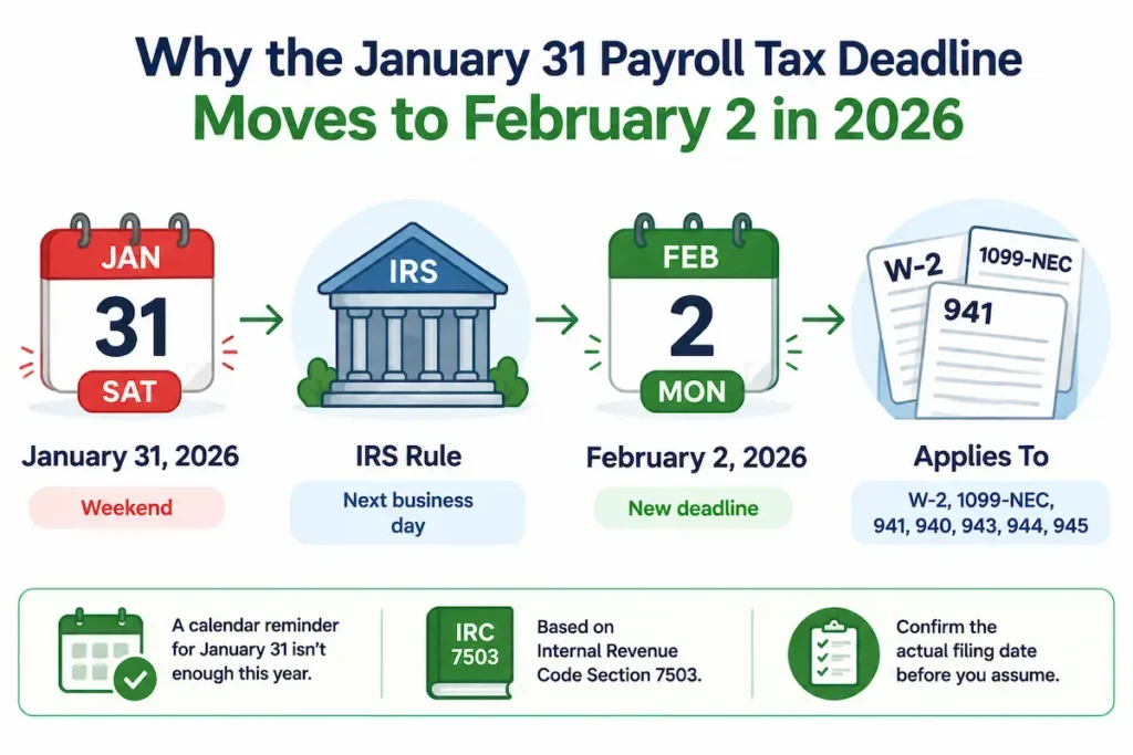 Why the January 31 Payroll Tax Deadline Moves to February 2 in 2026